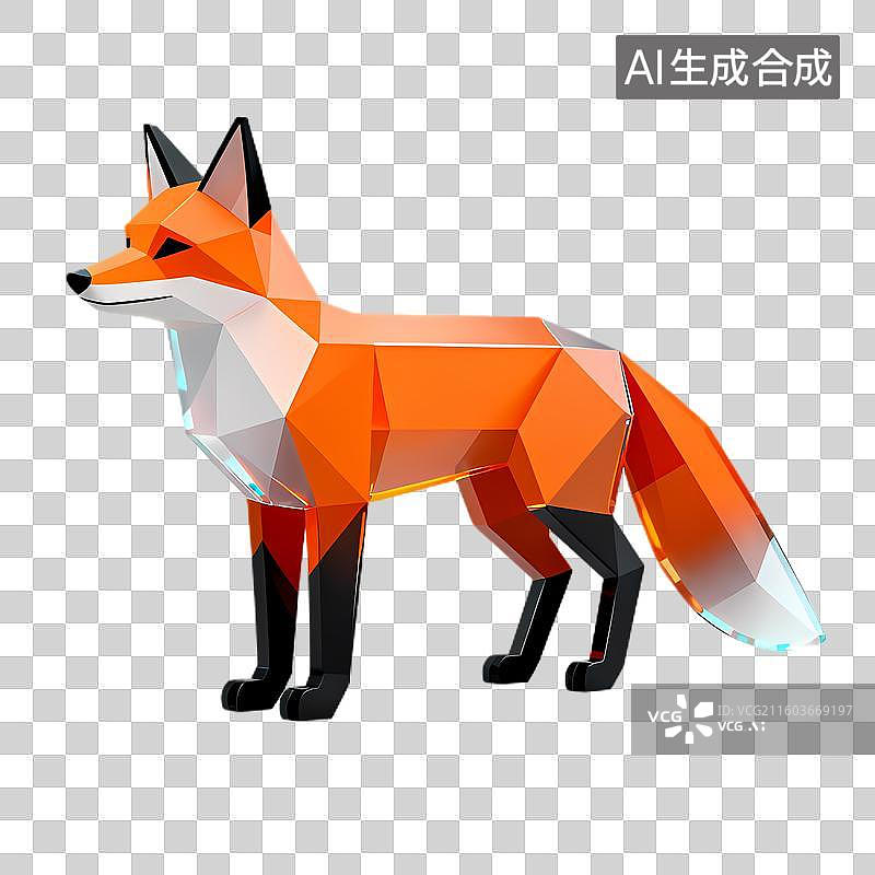 【AI数字艺术】几何低多边形风格狐狸插画图片素材