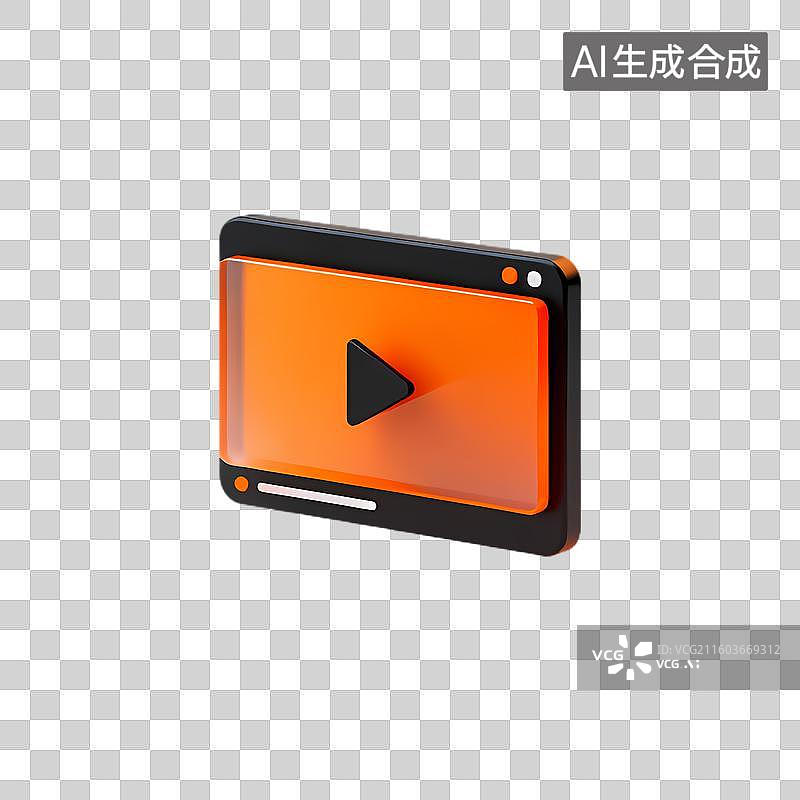 【AI数字艺术】橙色视频播放图标图片素材