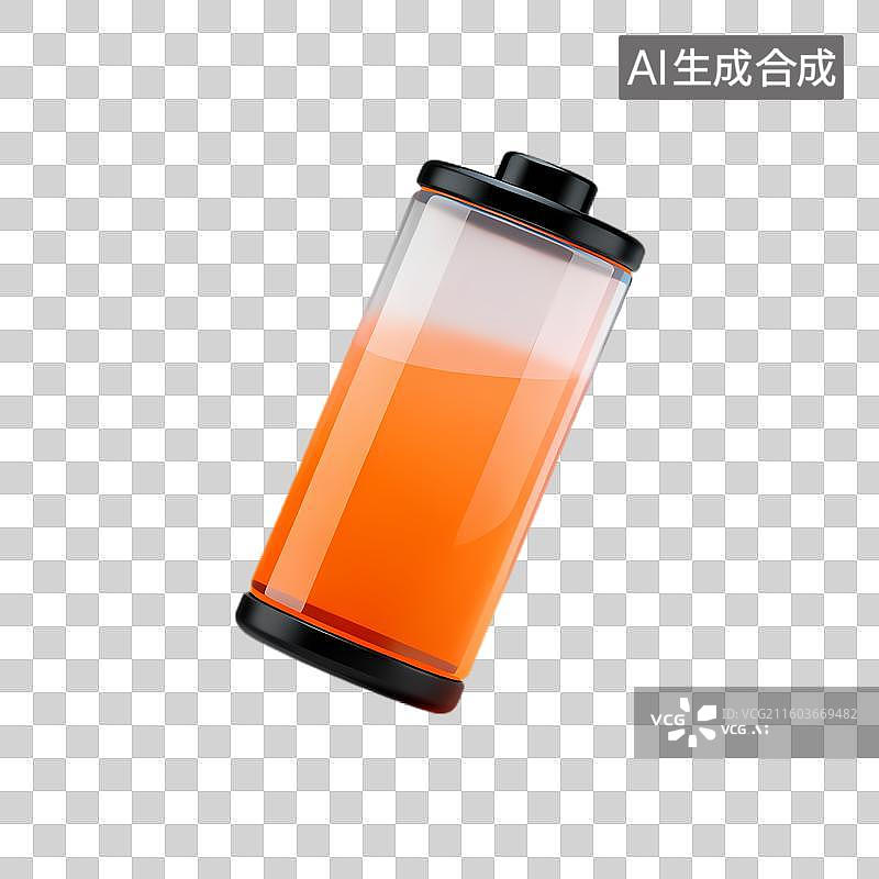 【AI数字艺术】橙色液体填充的圆柱形容器图片素材