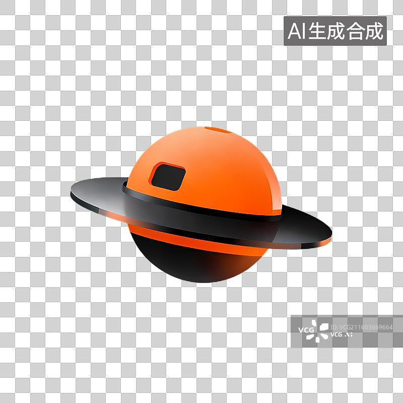 【AI数字艺术】带有黑色环的三维橙色星球图片素材