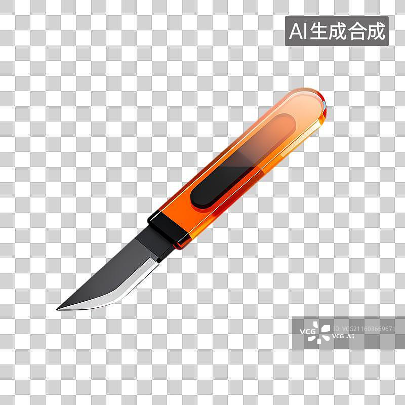 【AI数字艺术】橙色手柄小型锋利小刀图片素材