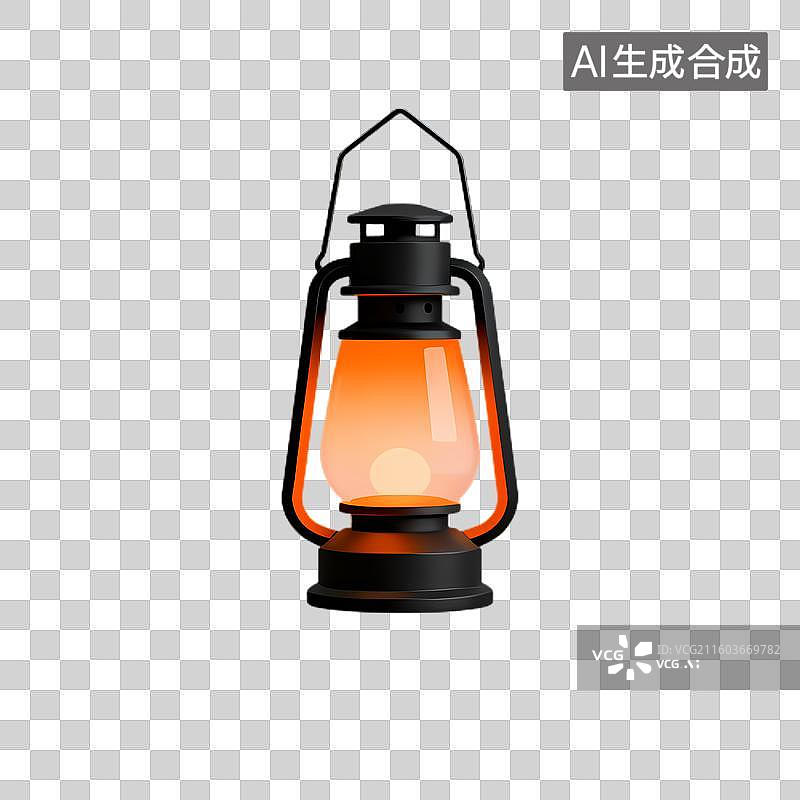 【AI数字艺术】复古风格带橙色光的灯笼图片素材