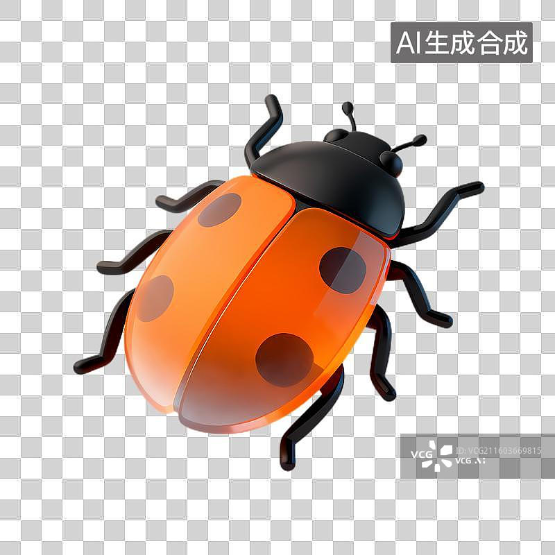 【AI数字艺术】橙色带黑斑的瓢虫形象图片素材