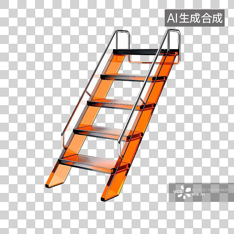 【AI数字艺术】现代橙色多层梯子图片素材