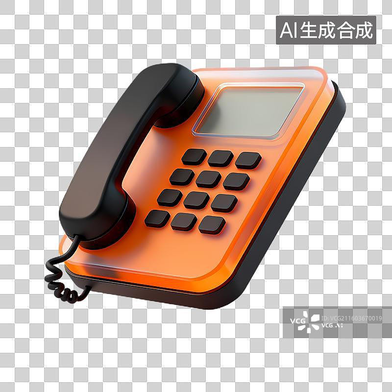 【AI数字艺术】现代橙色固定电话机图片素材
