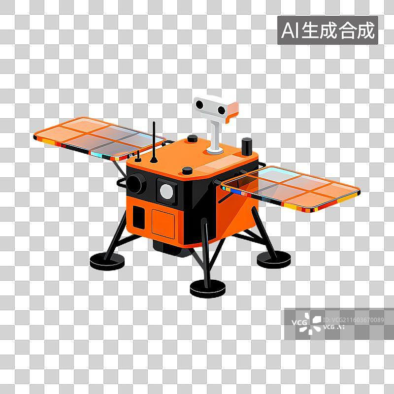【AI数字艺术】等距视角的太空探测器插画图片素材