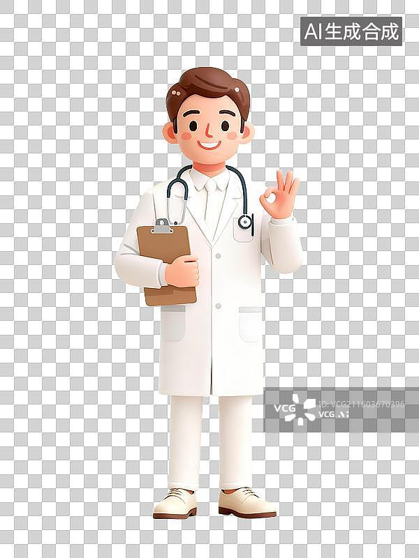 【AI数字艺术】3D渲染男医生职业人物，门诊部，病例，医院，中国医师节图片素材