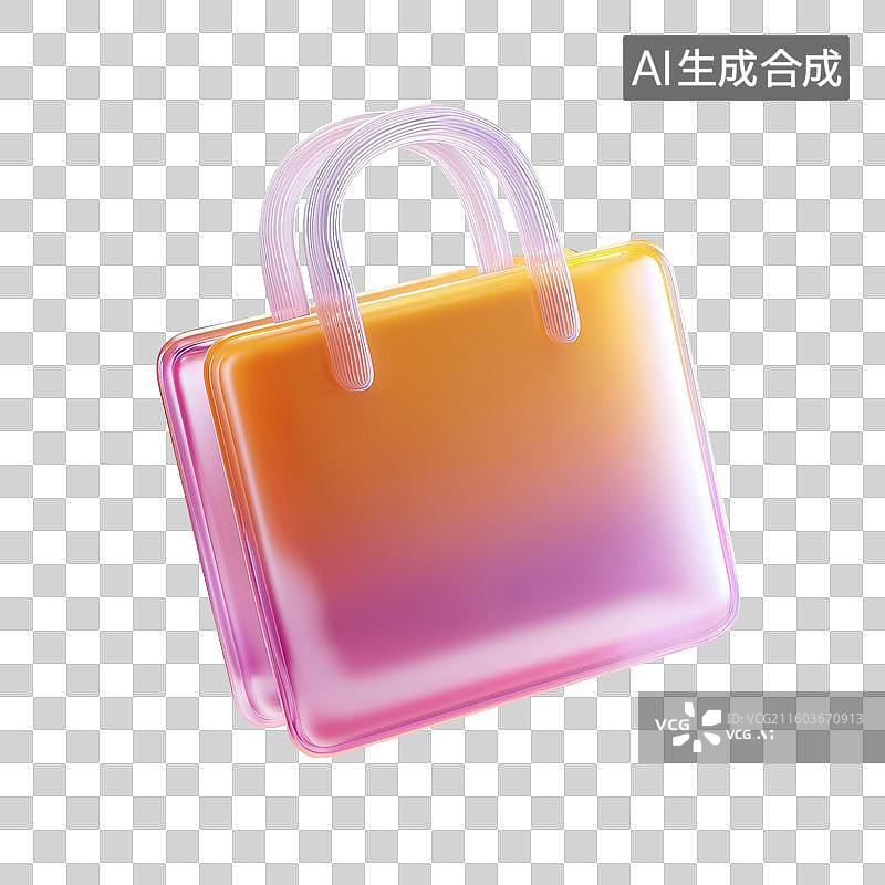 【AI数字艺术】渐变购物袋3D图标图片素材
