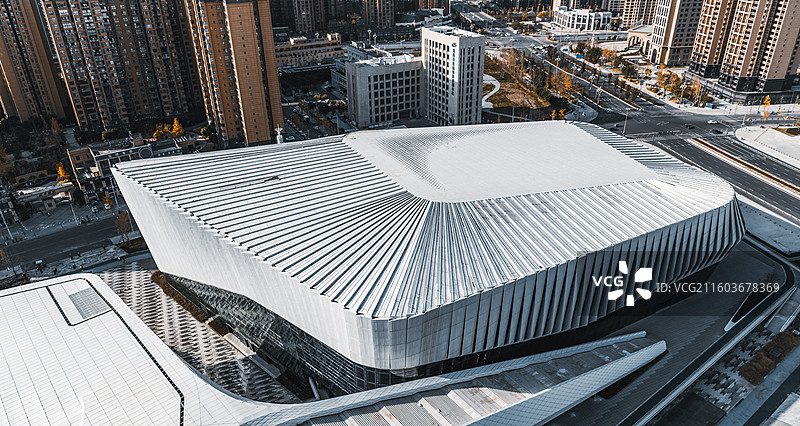 简阳东来印象，多视角航拍，看场馆集群的立体肌理图片素材