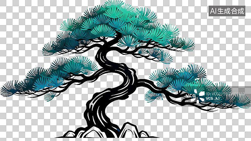 【AI数字艺术】迎客松松树图片素材