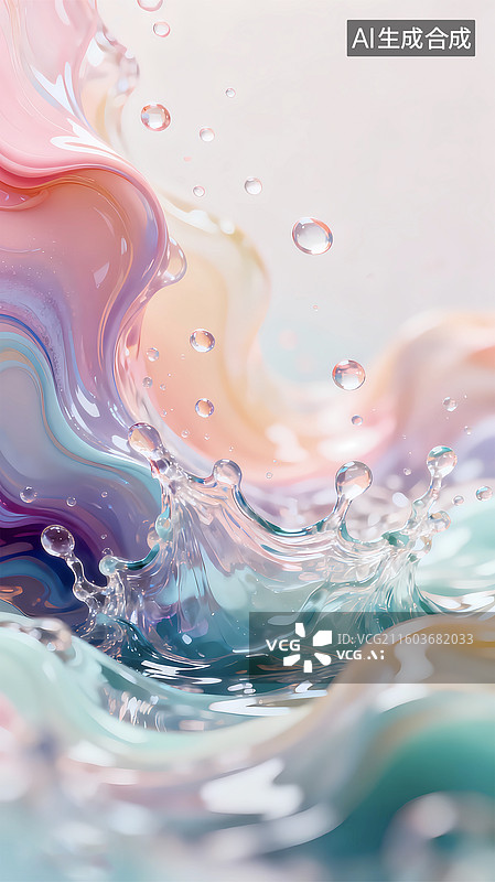 【AI数字艺术】纯净液态水液体流动抽象背景图片素材
