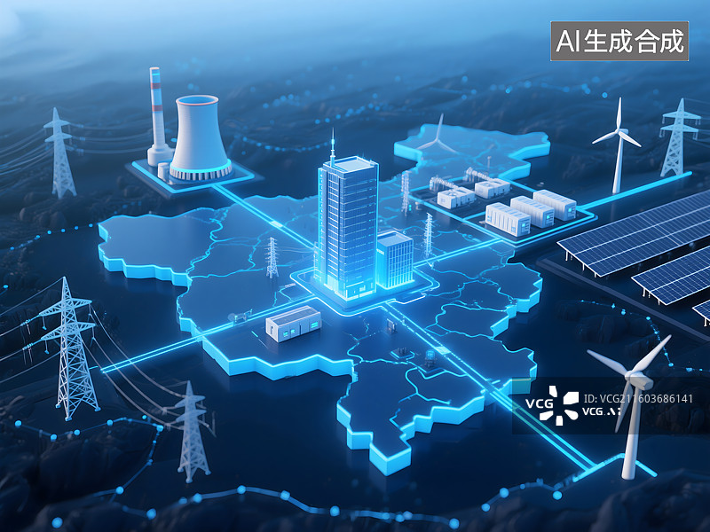 【AI数字艺术】储能，核电，核聚变，电力传输图片素材