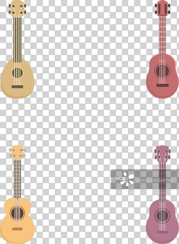 各种小尤克里里卡通图标集图片素材