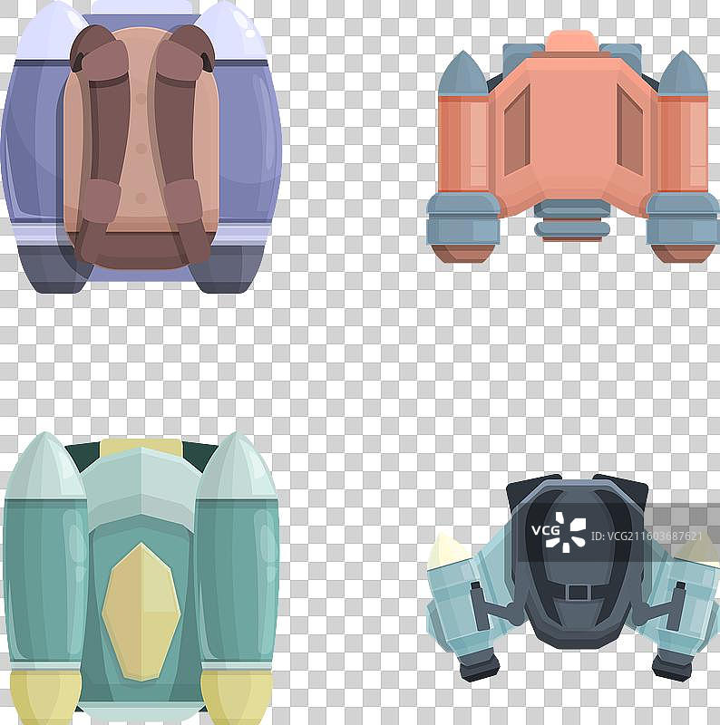 喷气背包圆柱图标集 卡通图片素材