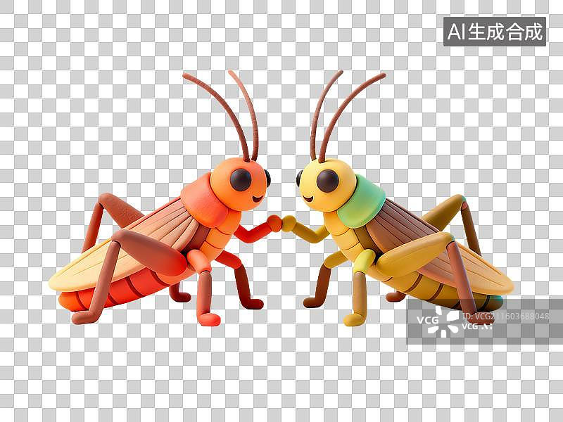 【AI数字艺术】3D粘土风大暑节气斗蟋蟀图片素材