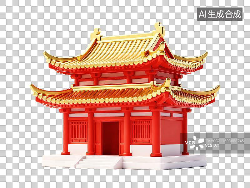 【AI数字艺术】3d中国古建筑园林宫殿元素图片素材