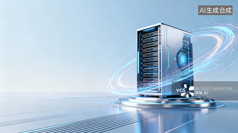 【AI数字艺术】新质生产力人工智能算力中心服务器B端科技商务背景图片素材
