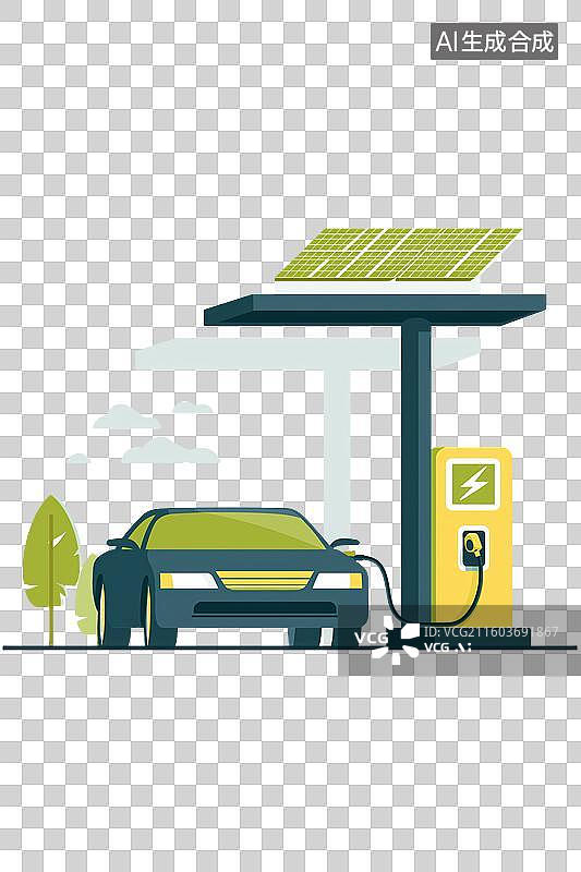 【AI数字艺术】电动汽车充电站图片素材