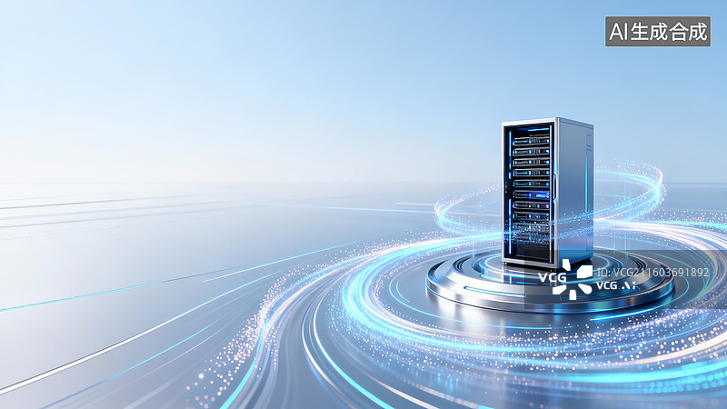 【AI数字艺术】新质生产力人工智能算力中心服务器B端科技商务背景图片素材