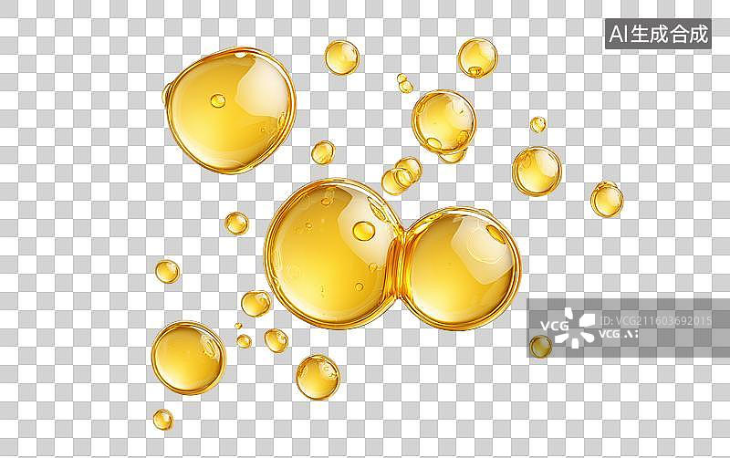 【AI数字艺术】金色液体油滴悬浮图图片素材