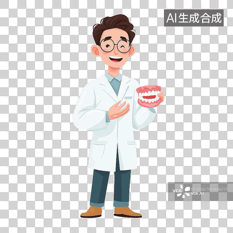 【AI数字艺术】牙医手持牙齿模型图片素材