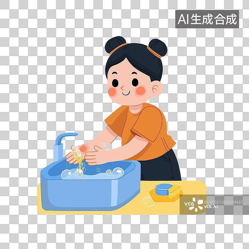【AI数字艺术】儿童在洗手图片素材