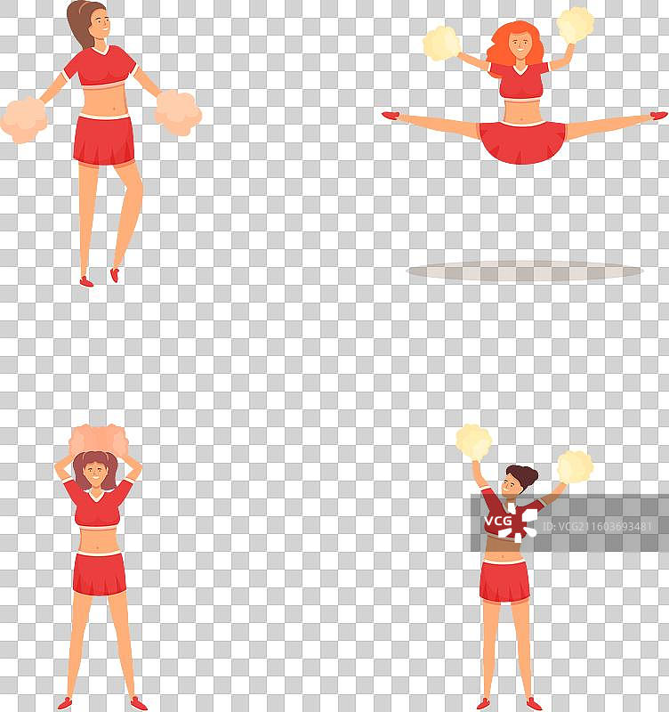 女性啦啦队员图标集 卡通套装 卡通图片素材