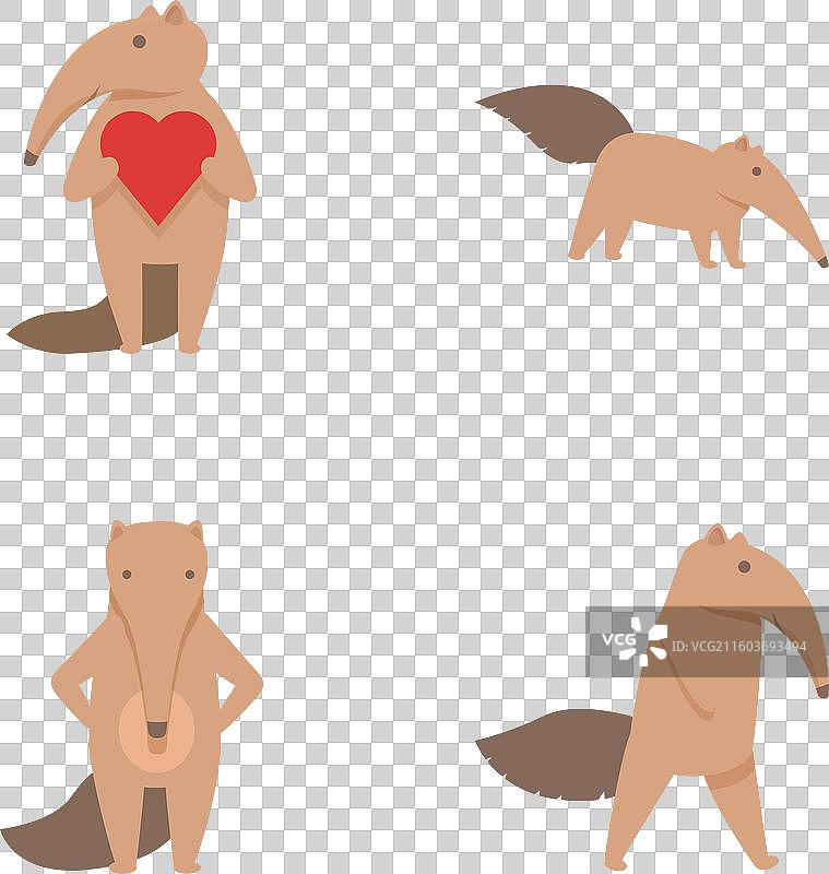 卡通食蚁兽图标集 卡通可爱图片素材