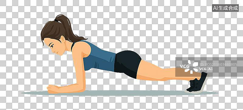 【AI数字艺术】女性做平板支撑动作图片素材
