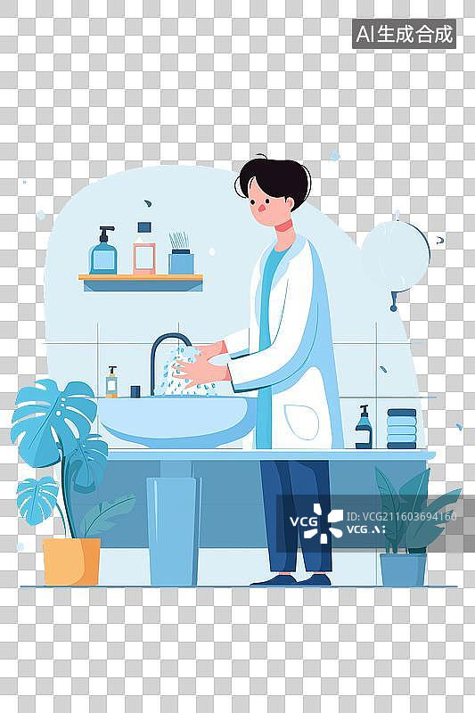 【AI数字艺术】医生在洗手池洗手图片素材