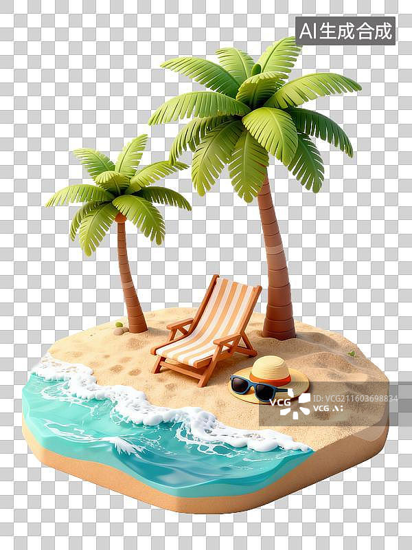 【AI数字艺术】热带小岛上的休闲场景图片素材