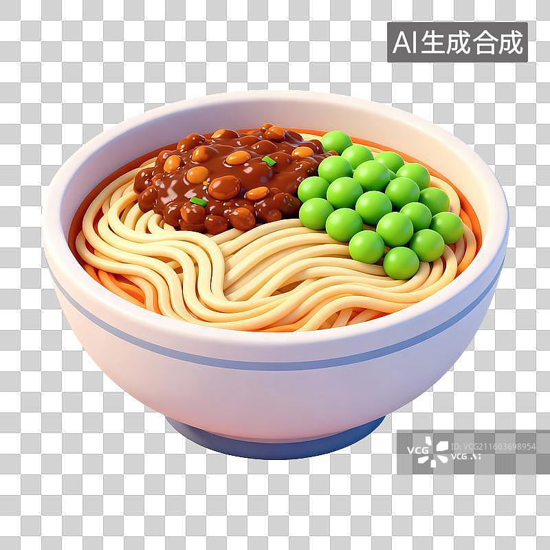 【AI数字艺术】杂酱面美食插画图片素材