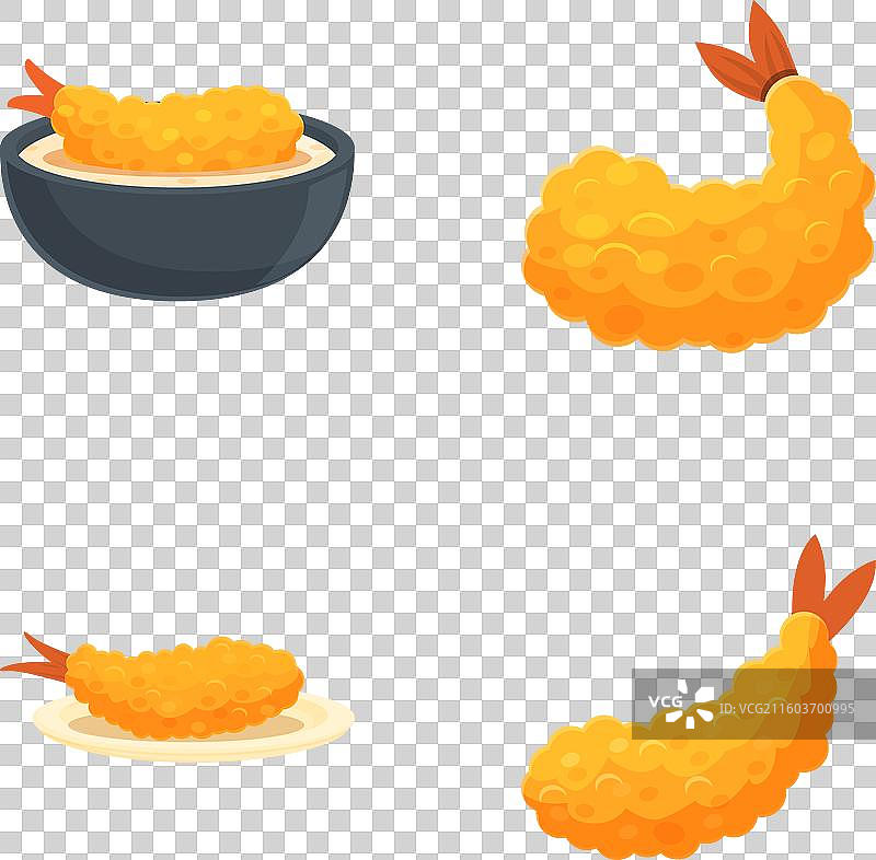 各种风格的卡通炸虾图片素材