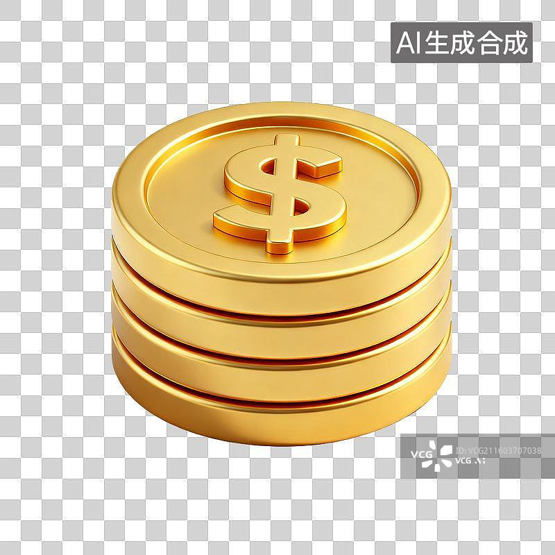 【AI数字艺术】金色美元符号金币3D图像图片素材