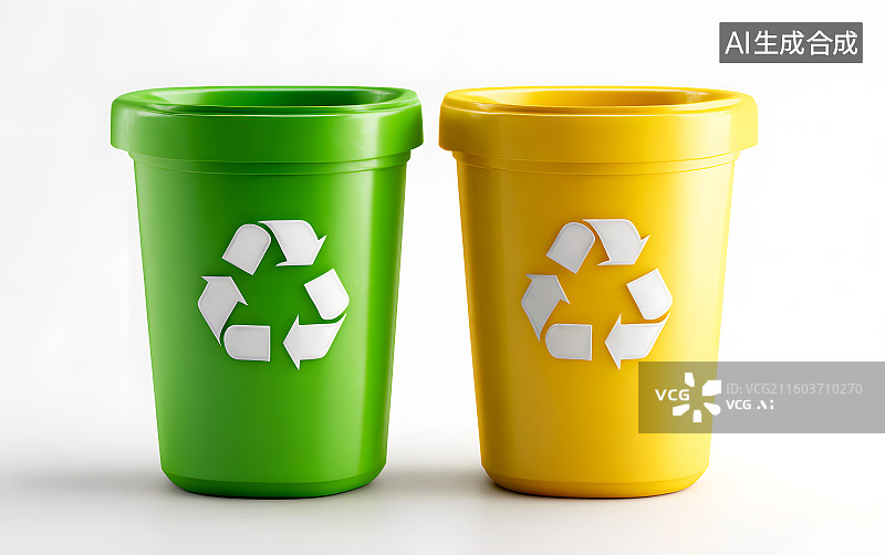 【AI数字艺术】两只塑料垃圾桶图片素材