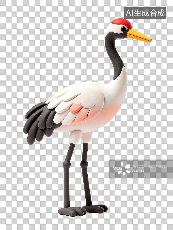 【AI数字艺术】一只黏土造型的丹顶鹤图片素材