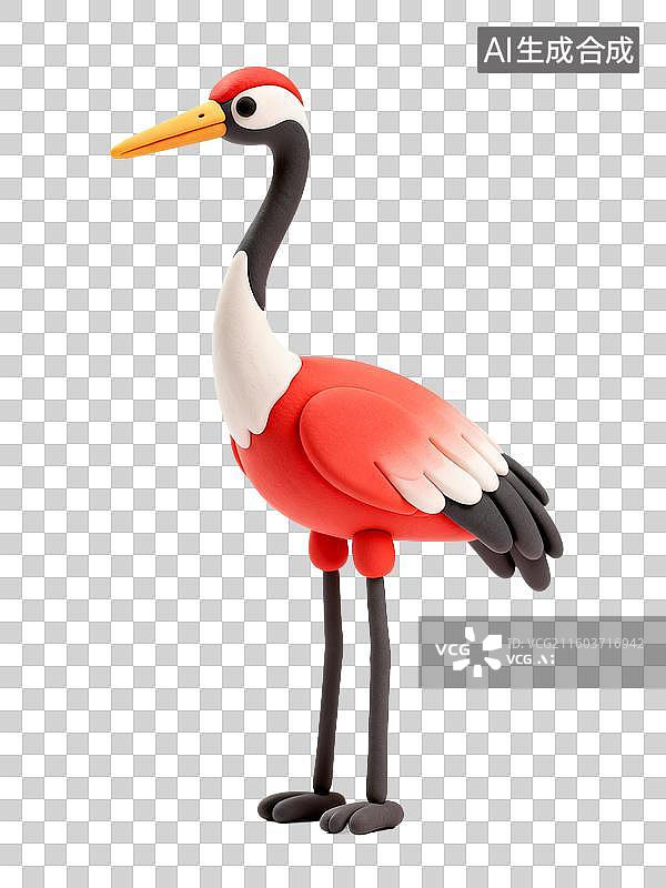 【AI数字艺术】一只黏土造型的丹顶鹤图片素材