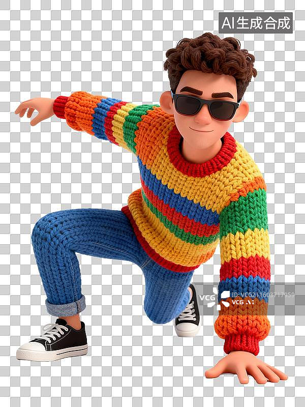 【AI数字艺术】色彩斑斓针织装舞者图片素材