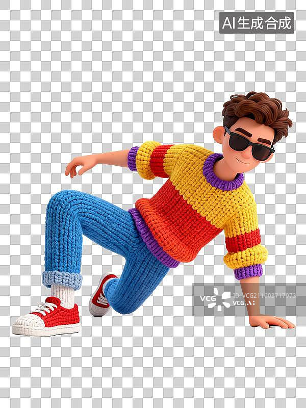 【AI数字艺术】色彩斑斓针织装舞者图片素材