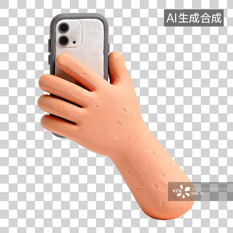 【AI数字艺术】3D立体粘土风格拿手机免抠元素图片素材
