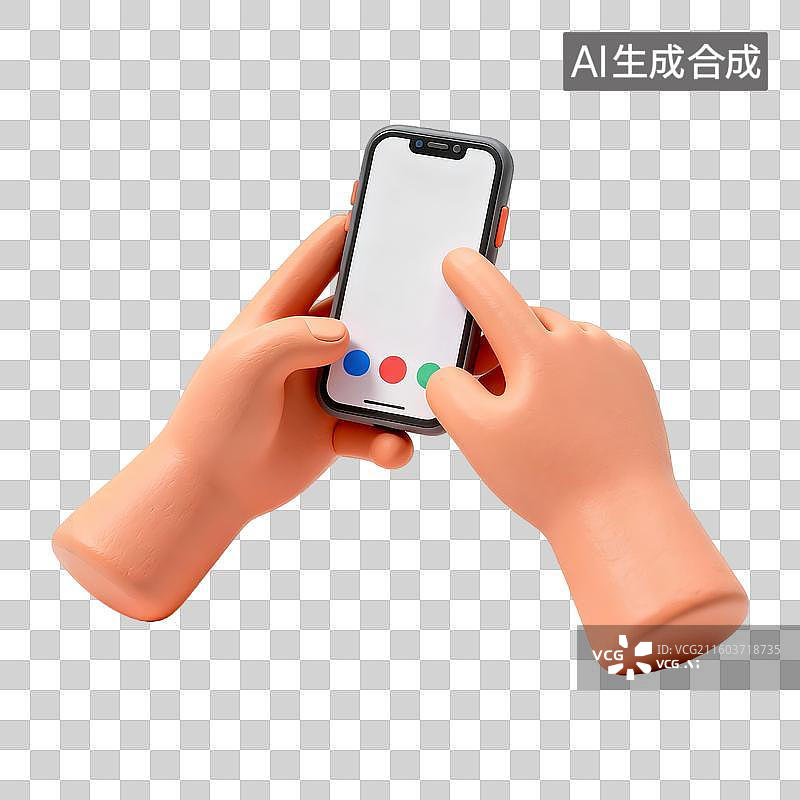 【AI数字艺术】3D立体粘土风格拿手机免抠元素图片素材