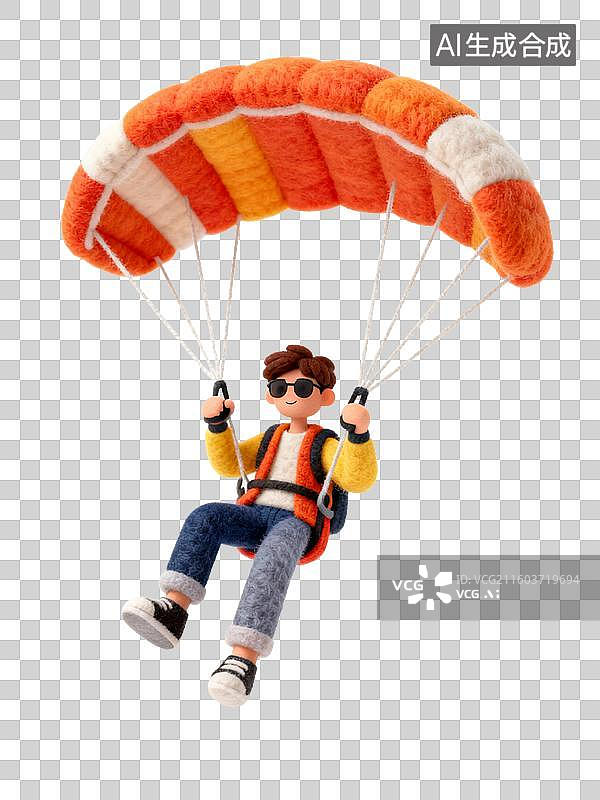 【AI数字艺术】彩色降落伞人物空中滑翔图片素材