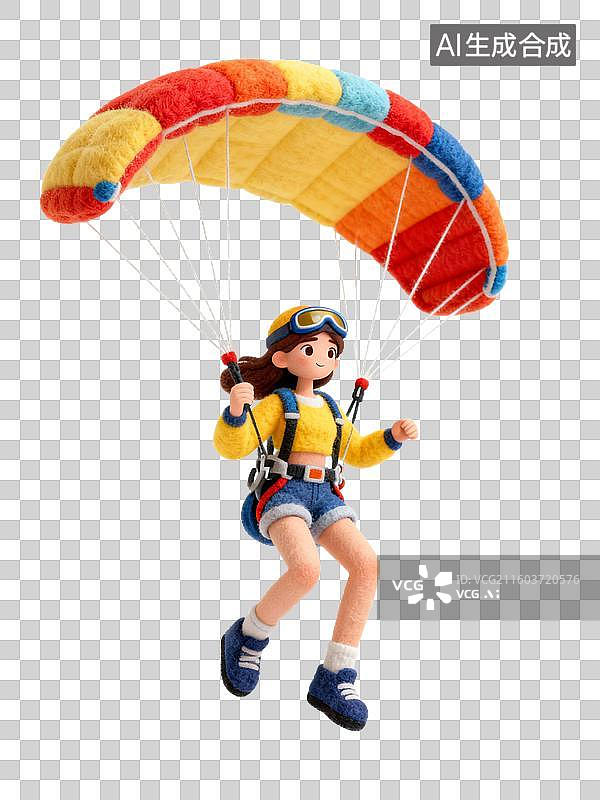 【AI数字艺术】女孩进行跳伞活动图片素材