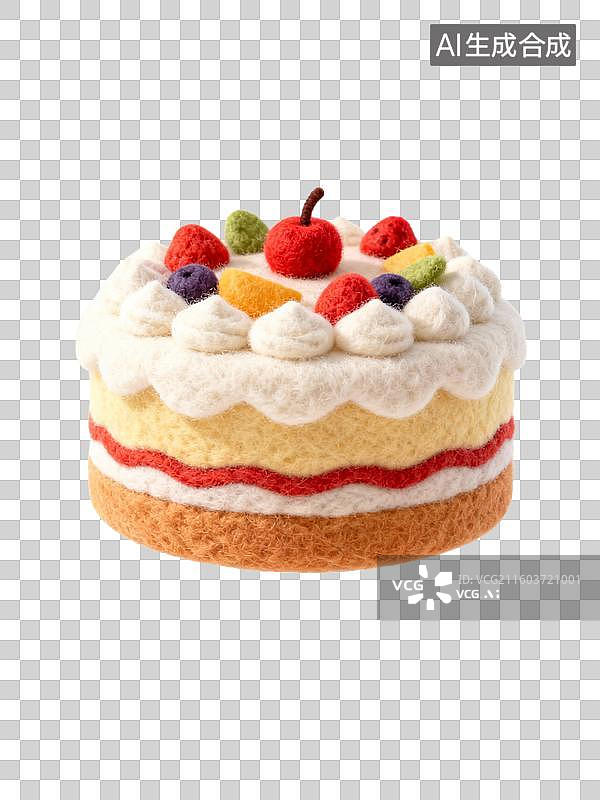 【AI数字艺术】手工毛毡生日蛋糕图片素材