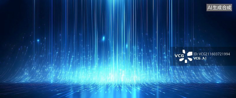 【AI数字艺术】蓝色光束科技背景，未来科幻AI人工智能体系创意效果图片素材