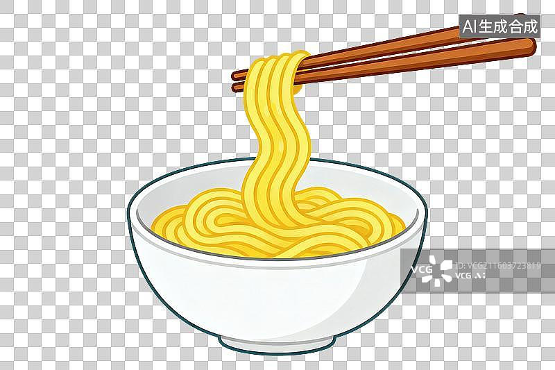 【AI数字艺术】卡通风格，一碗面条PNG格式的免扣元素图片素材