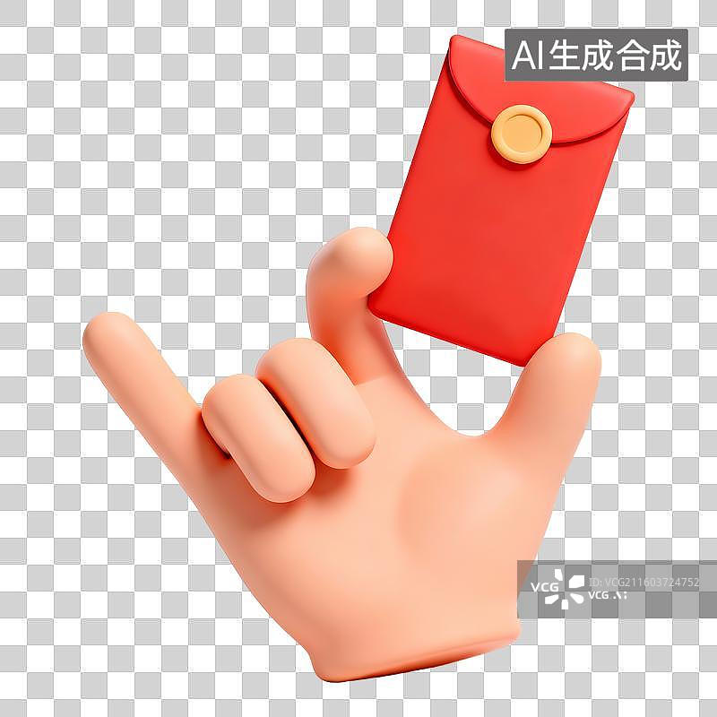 【AI数字艺术】3D立体粘土风格拿红包免抠元素图片素材