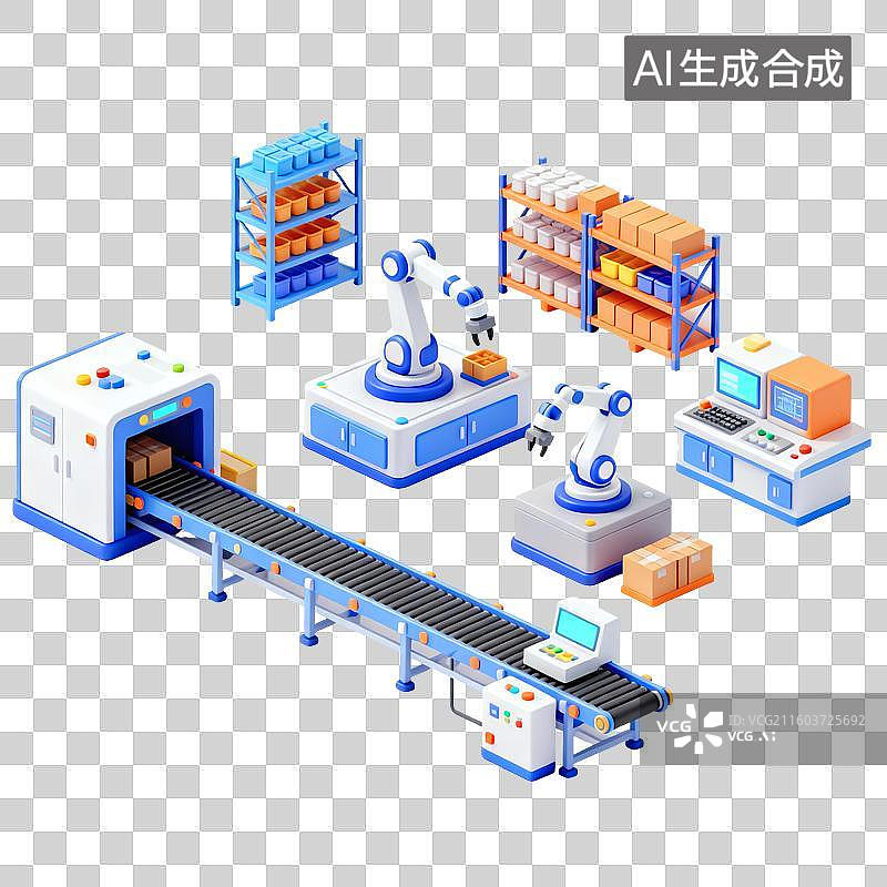 【AI数字艺术】智能工厂科技插画图片素材