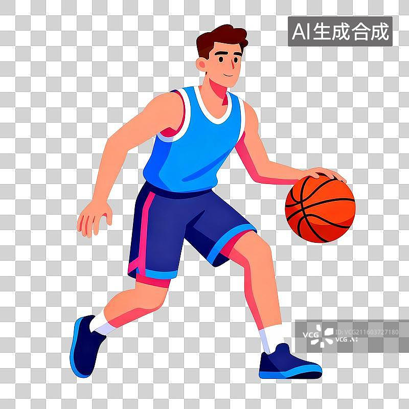 【AI数字艺术】卡通插画打篮球的人图片素材