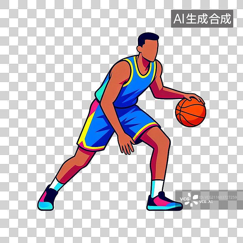 【AI数字艺术】卡通插画打篮球的人图片素材
